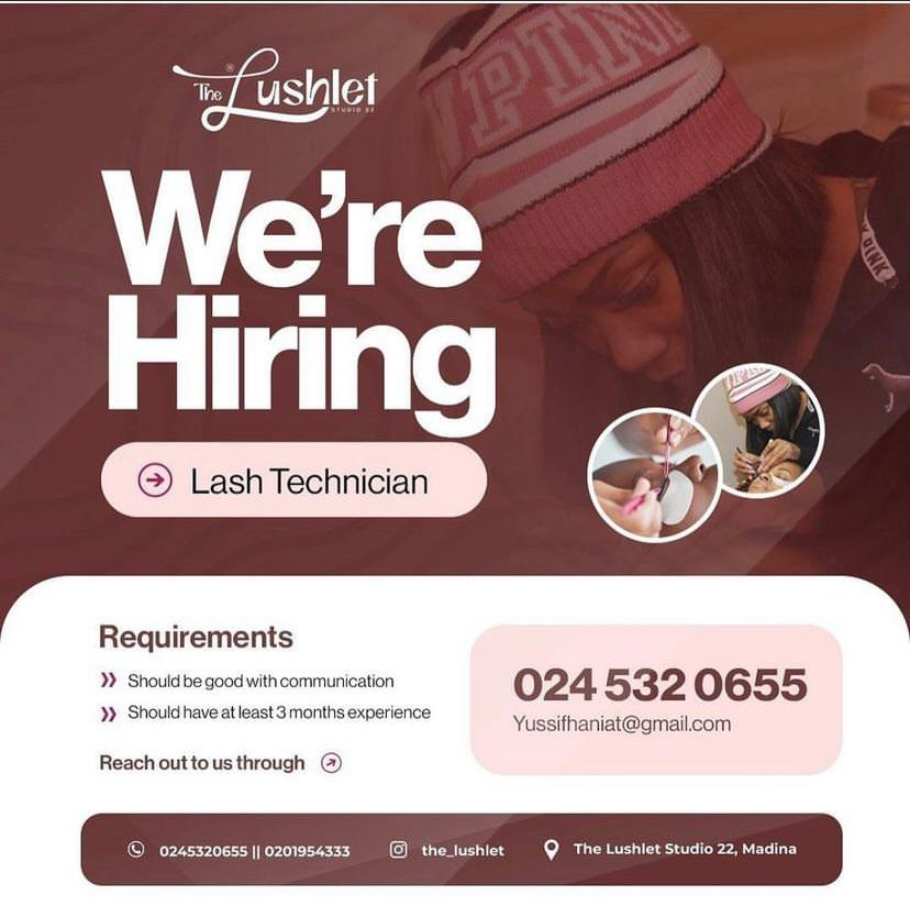 Lash Technician 
#vacancy