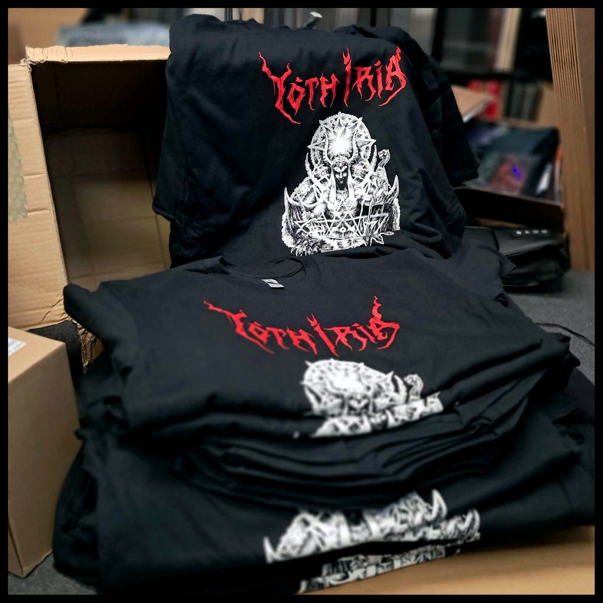 Yoth Iria shirts ready for Incineration festival this weekend...