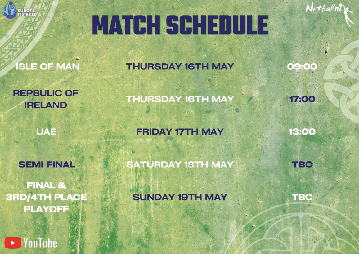 Congratulations to all who have been selected for the @netballni squad NSL past and present being represented @shellymagee_ @tonerf Watch live on You Tube from May 16th on Europe Netball TV Find out more: netballni.org/northern-irela…