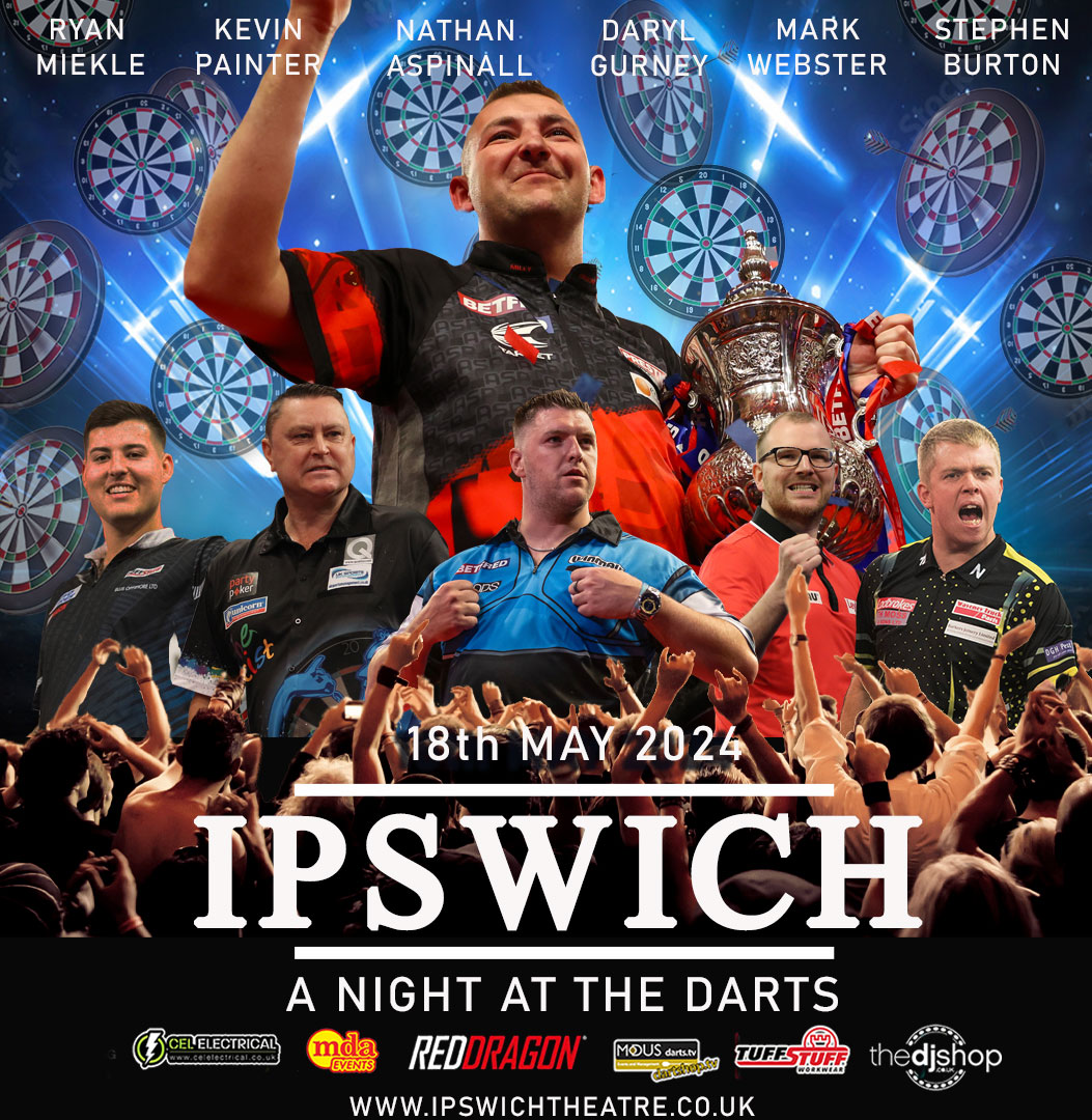 A Night at the Darts - Ipswich 🎯 Top-class arrowsmiths for a top night of darting entertainment! Join us at Ipswich Corn Exchange this May 🎟️ bit.ly/Ipswich24DS