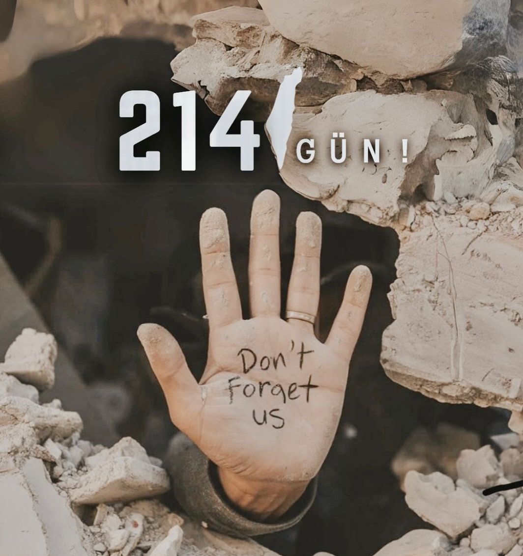 214 gün şehit edildiler. Gazze'yi gündemden düşürme! #GazzedeKatliamVar #Boykot #BoykotaDevam #GazaGenocide #GazaHoloucast #FreePalestine #GazaStarving #HandsOffRafah #Rafah #RafahUnderAttack #Refah #ceasefire Filistin Gazze