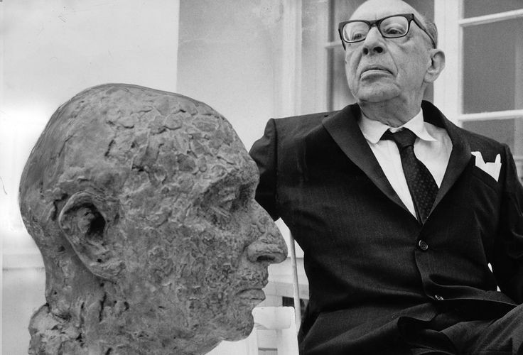 Stravinsky taking a good look at himself. The bust was possibly formed during the time he spent in Hollywood. I am however happy to be corrected if that's not the case.