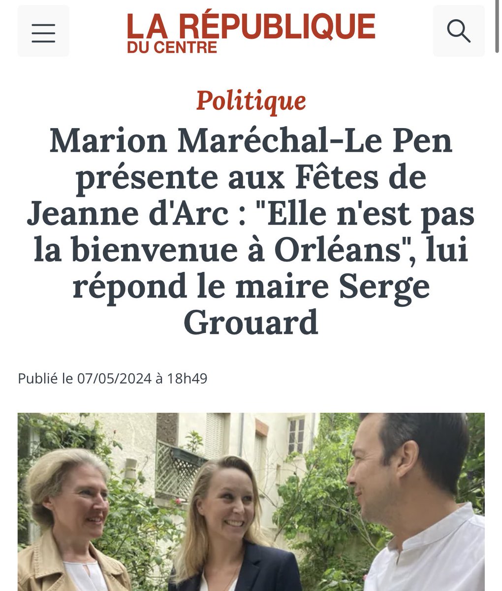 Jeanne d’Arc n’appartient pas à Serge Grouard, elle appartient à tous les Français, y compris à Marion Marechal. #Orleans