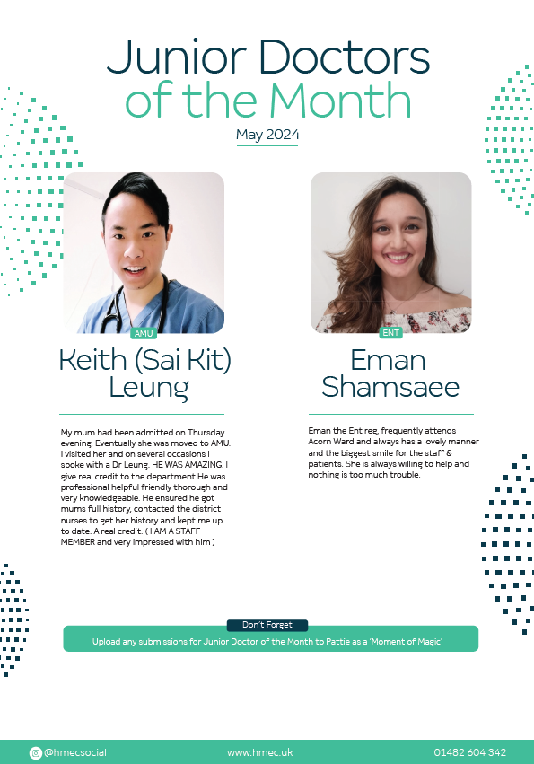 Congratulations to May's Junior Doctors of the Month! 
Thank you for being so amazing🙂