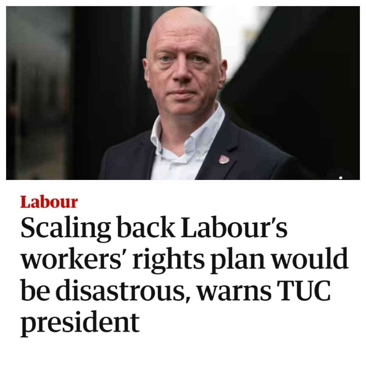 We know Labour will come under pressure from business interests but there should be no backtracking and no weakening. But Labour needs to deliver the New Deal for Working People as one of its top priorities. I agree with @MattWrack.