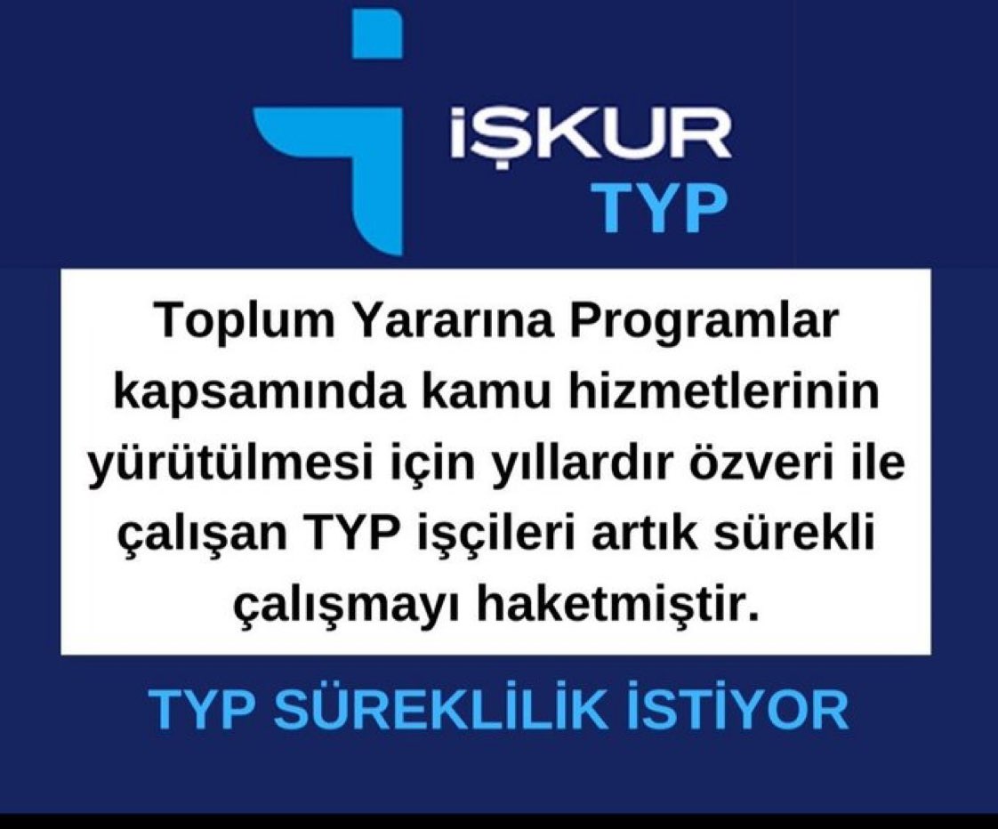 #81il için typ süreklilik istiyoruz ayrım yapmadan sizlerden sadece işimizde kalmak istiyoruz okuyan cocuklarımız var evimizkira madur bırakmayın bizleri ne olur yardım edin bizlere 😔sn. Cumhurbaşkanım.
<a href="/dbdevletbahceli/">Devlet Bahçeli</a> 
<a href="/MhpTbmmGrubu/">MHP TBMM Grubu #MHP</a> <a href="/tbmmakpartigrup/">TBMM AK Parti Grup</a> 
<a href="/isikhanvedat/">Prof. Dr. Vedat Işıkhan</a> 
<a href="/tcbestepe/">T.C. Cumhurbaşkanlığı</a>,