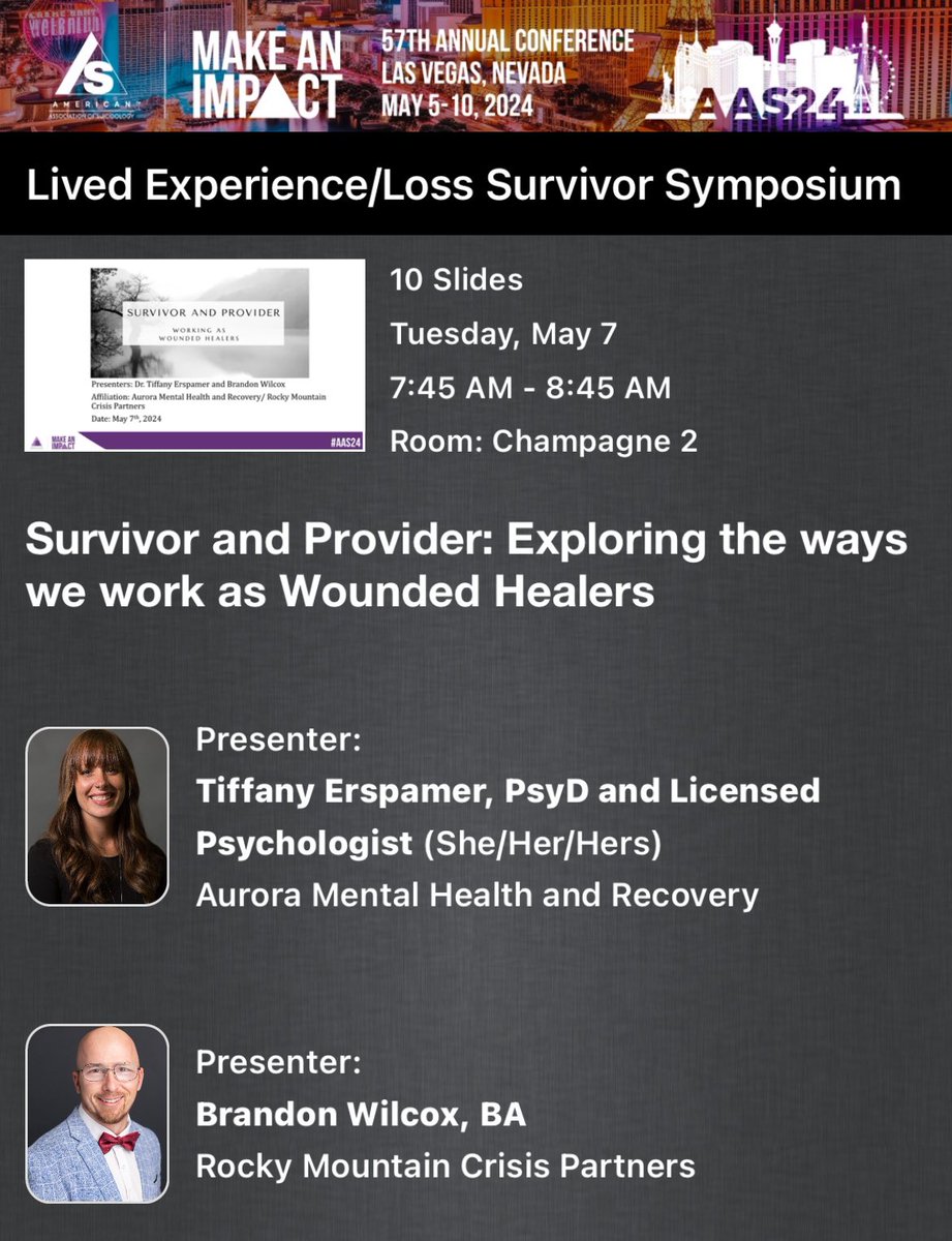 Thrilled to moderate and see this presentation at #AAS24 #LivedExperience #ClinicianSurvivors