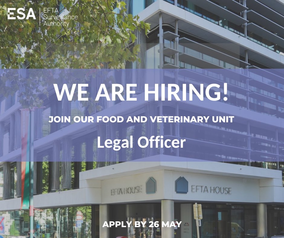 Exciting Opportunity at ESA!

Are you a legal expert passionate about food and veterinary law?⚖️ Join ESA's Internal Market Affairs Directorate as a Legal Officer🙌 

Apply by 26 May⏳ Learn more and apply here: bit.ly/3ObNg8q 

￼