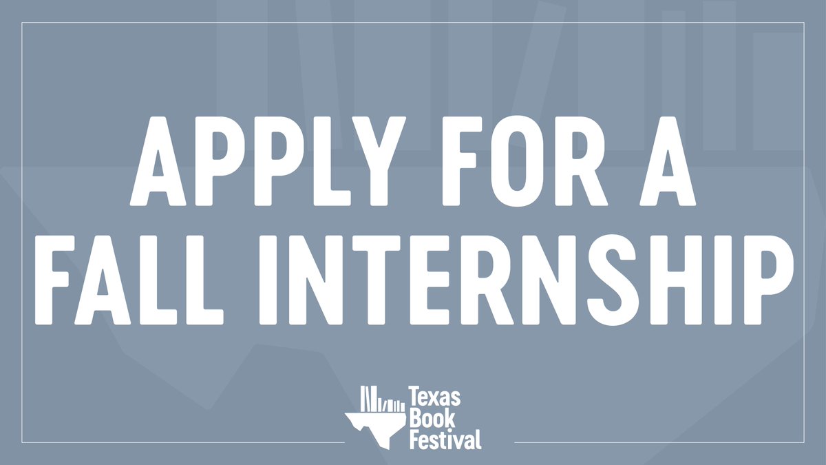 Fall internships for the 2024 Festival season are now open! Internships span 12 weeks from late August or early September to mid to late November, with a 10-hour/week commitment. The deadline is June 30, 2024. For full details and to apply, please go to texasbookfestival.org/internships.