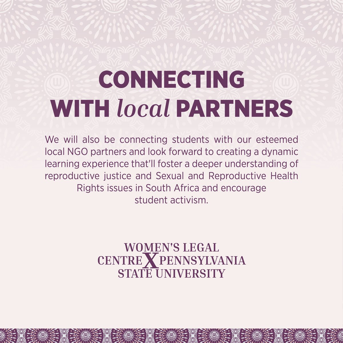 WLCCapeTown's tweet photo. Exciting news! We're teaming up with Pennsylvania State University to delve into #ReproductiveJustice. Stay tuned for more updates!

#ReproductiveRights #SRHR #WomensHealth  #PennState #GenderJustice #WLC #GenderDynamix #Sisonke #TriangleProject https://t.co/pfZUor0Yth