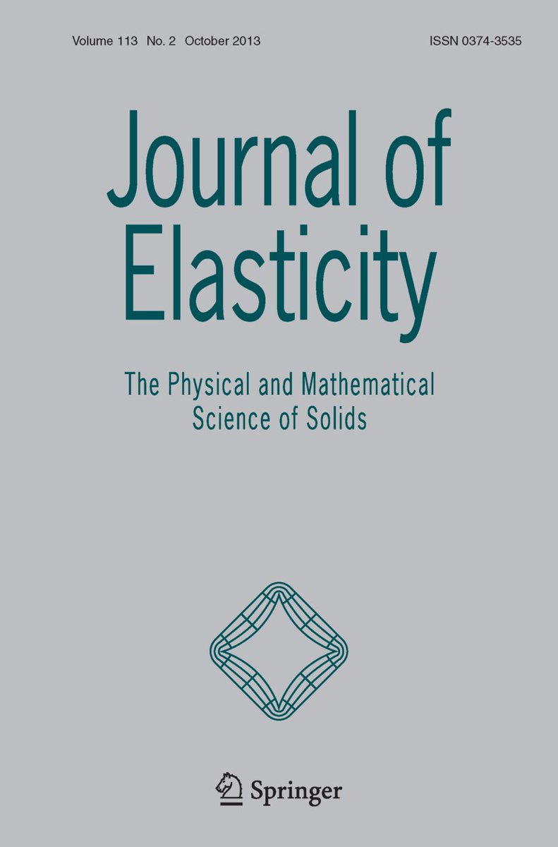 Check-out the latest issue! 'Journal of Elasticity' promotes mechanics as a fundamental and applied science and is committed to communicating significant discoveries in the physical and mathematical science of solids. bit.ly/4di1HCV