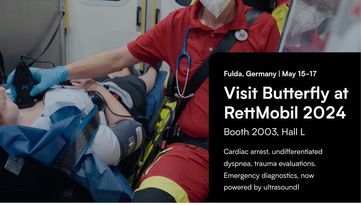 Butterfly is attending RettMobil in Fulda, Germany from May 15-17. Stop by booth #2003 in Hall L! #pocus #accurate #diagnosis #ultrasound