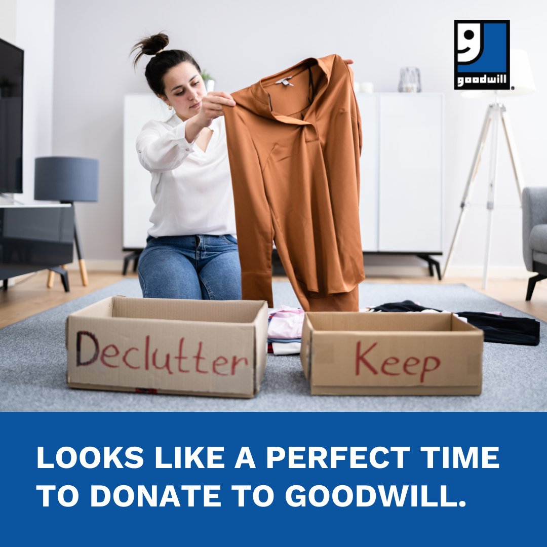 A short Goodwill Poem: Clean out clutter, spread some cheer! Donate to Goodwill and make a difference this year. Your pre-loved treasures could be someone else’s new favorite find. And while you're here level up your own one-of-a-kind style.