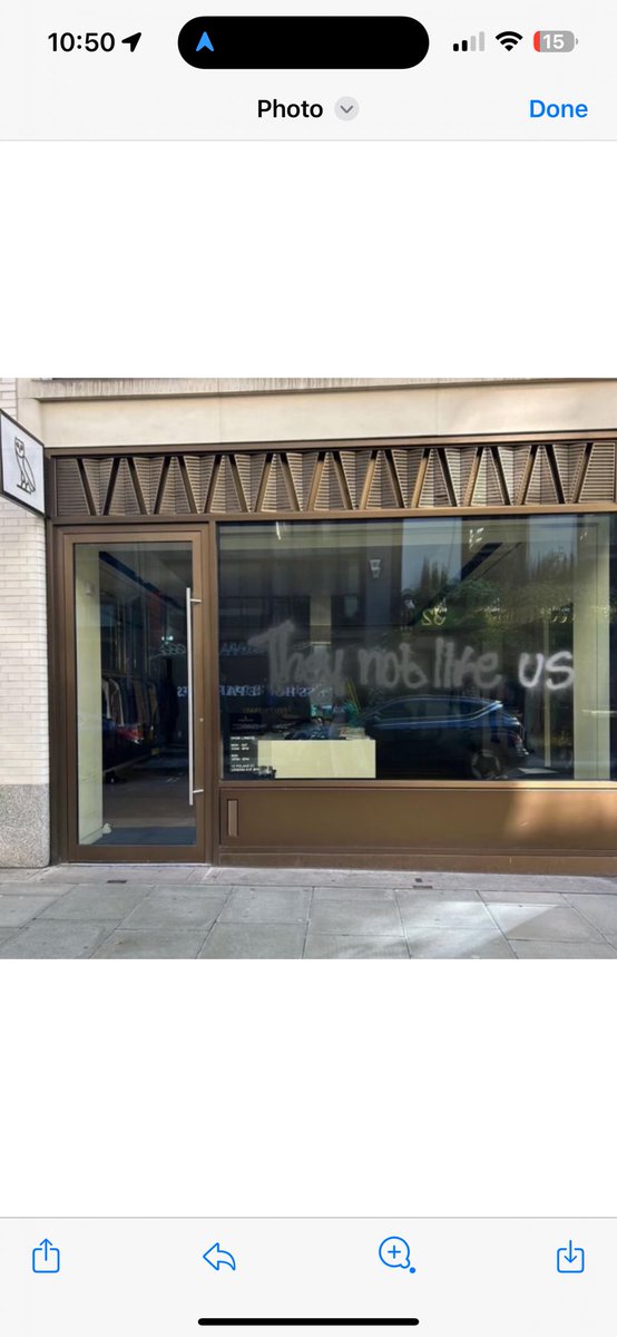 Fans vandalize London OvO store spray painting the words “They Not Like Us”