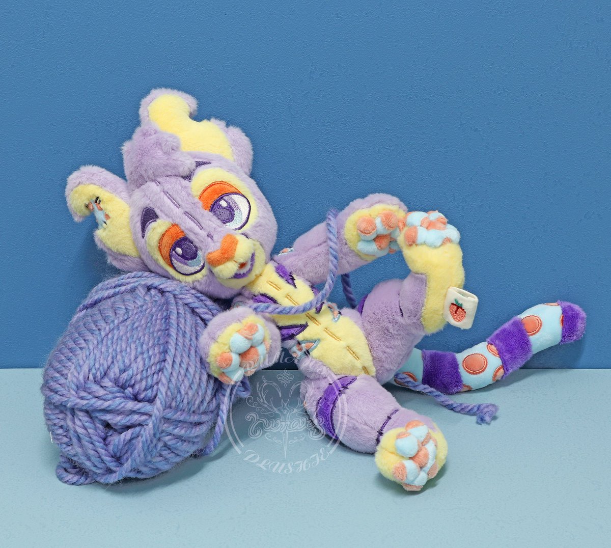 This cute baby is a commission for @KaliSnowKitty 💜💛🩵 Thank you so much 🫶❤️ I’ve always wanted to make a patchwork style plushie, and I’m so happy that I was able to make them🥰