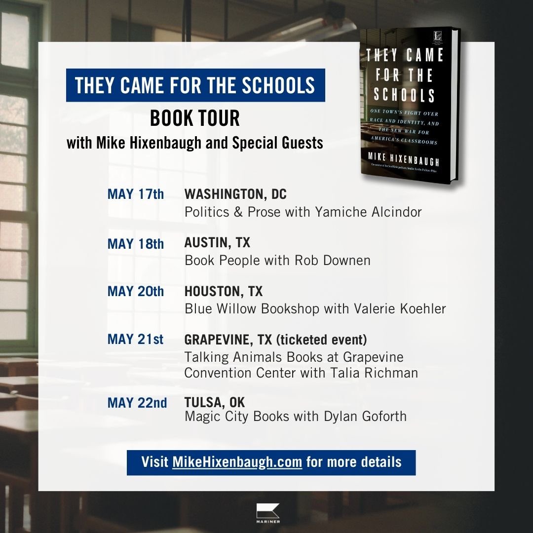 Mike Hixenbaugh is mikehixenbaugh.com on BlueSky (@mike_hixenbaugh) on Twitter photo Come see me on the “They Came for the Schools” book tour!
With special guests <a href="/Yamiche/">Yamiche Alcindor</a>, <a href="/RobertDownen_/">Robert Downen</a>, Valerie Koehler, <a href="/TaliRichman/">Talia Richman</a> and <a href="/DGoforth918/">Dylan Goforth</a>.
Tickets required in Grapevine. You can purchase those here: talkinganimalsbooks.com/products/they-… Come see me on the “They Came for the Schools” book tour!
With special guests <a href="/Yamiche/">Yamiche Alcindor</a>, <a href="/RobertDownen_/">Robert Downen</a>, Valerie Koehler, <a href="/TaliRichman/">Talia Richman</a> and <a href="/DGoforth918/">Dylan Goforth</a>.
Tickets required in Grapevine. You can purchase those here: talkinganimalsbooks.com/products/they-…