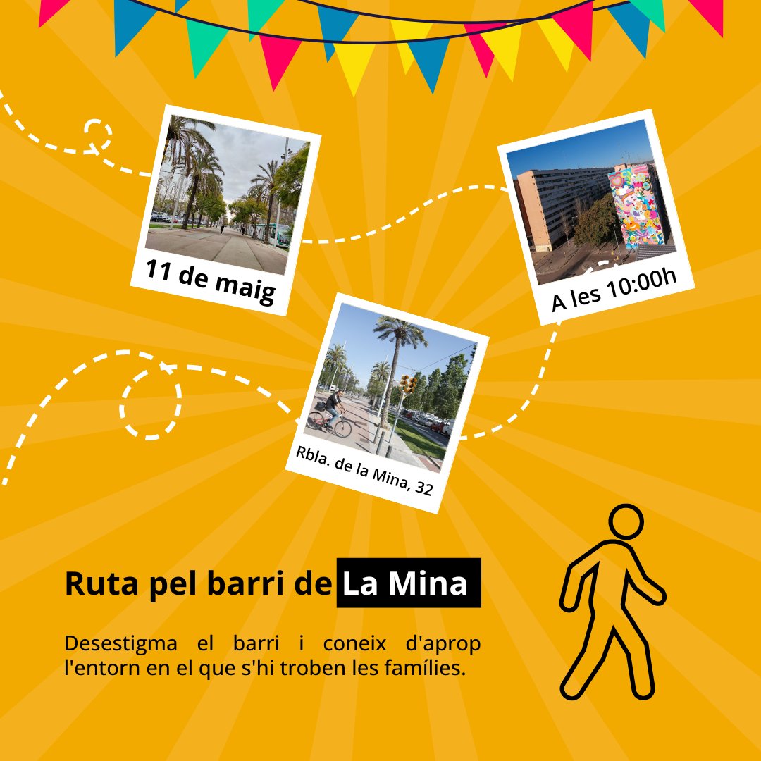 🎉 Aquest dissabte celebrem l'aniversari del Casal a @cinfants_BesosN, on compartirem un matí ple d'activitats, i més! 🚶‍♀️ La primera serà una ruta pel barri de #LaMina. Apunta-t'hi! 👉🏼 docs.google.com/forms/d/e/1FAI…  🗓️ 11/05 ⏰ 10-14 h 📍 Rambla de La Mina, 32, Sant Adrià de Besòs