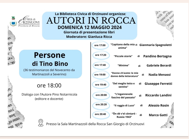 Continuano le presentazioni di Minime di Gabriele Berardi, domenica la prossima domenica presso la biblioteca civica di Orzinuovi (Brescia).