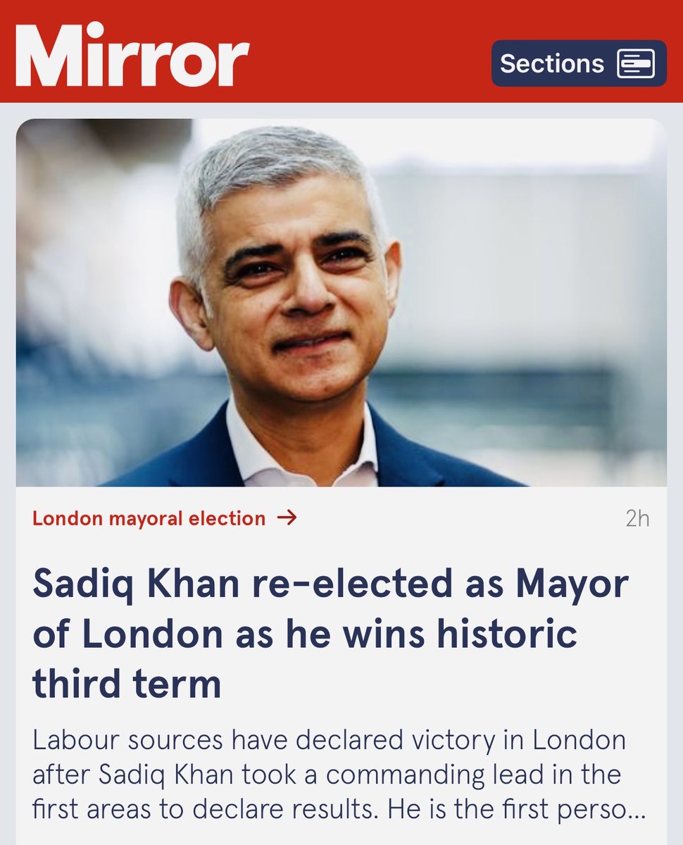 London has spoken

Sadiq Khan has WON a historic third term #LondonMayoralElection as London Mayor 

Sadiq Khan 44%
Susan Hall. 33%

Beating Susan Hall decisively with a 3.2% SWING from Con to Labour 

Yes Susan Hall did even worse than #SexistShaun Shaun Bailey..