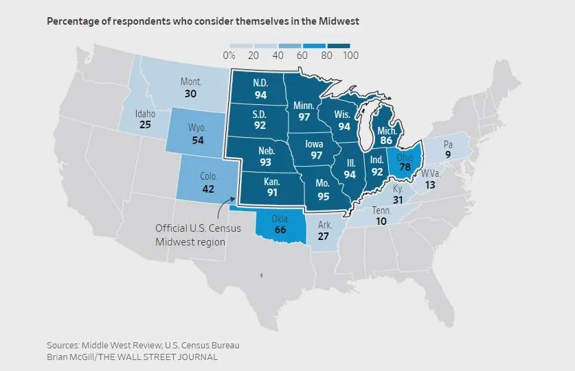 Percent of People Who Consider Themselves Living in the Midwest