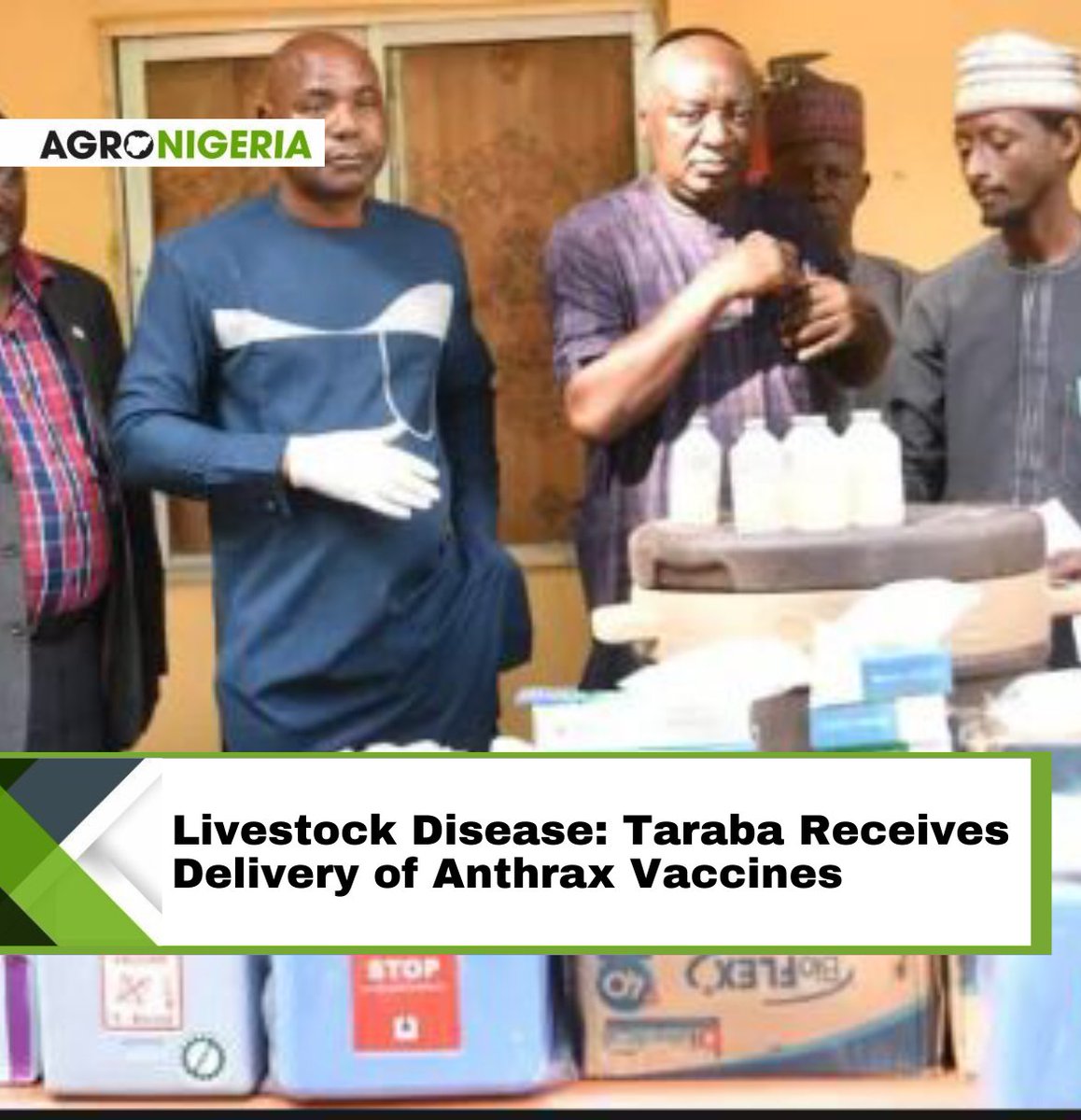 The Agriculture and Food Security department on behalf of the government of Taraba State has received the delivery of hundreds of doses of anthrax vaccines from the federal government. Read more: agronigeria.ng/livestock-dise…