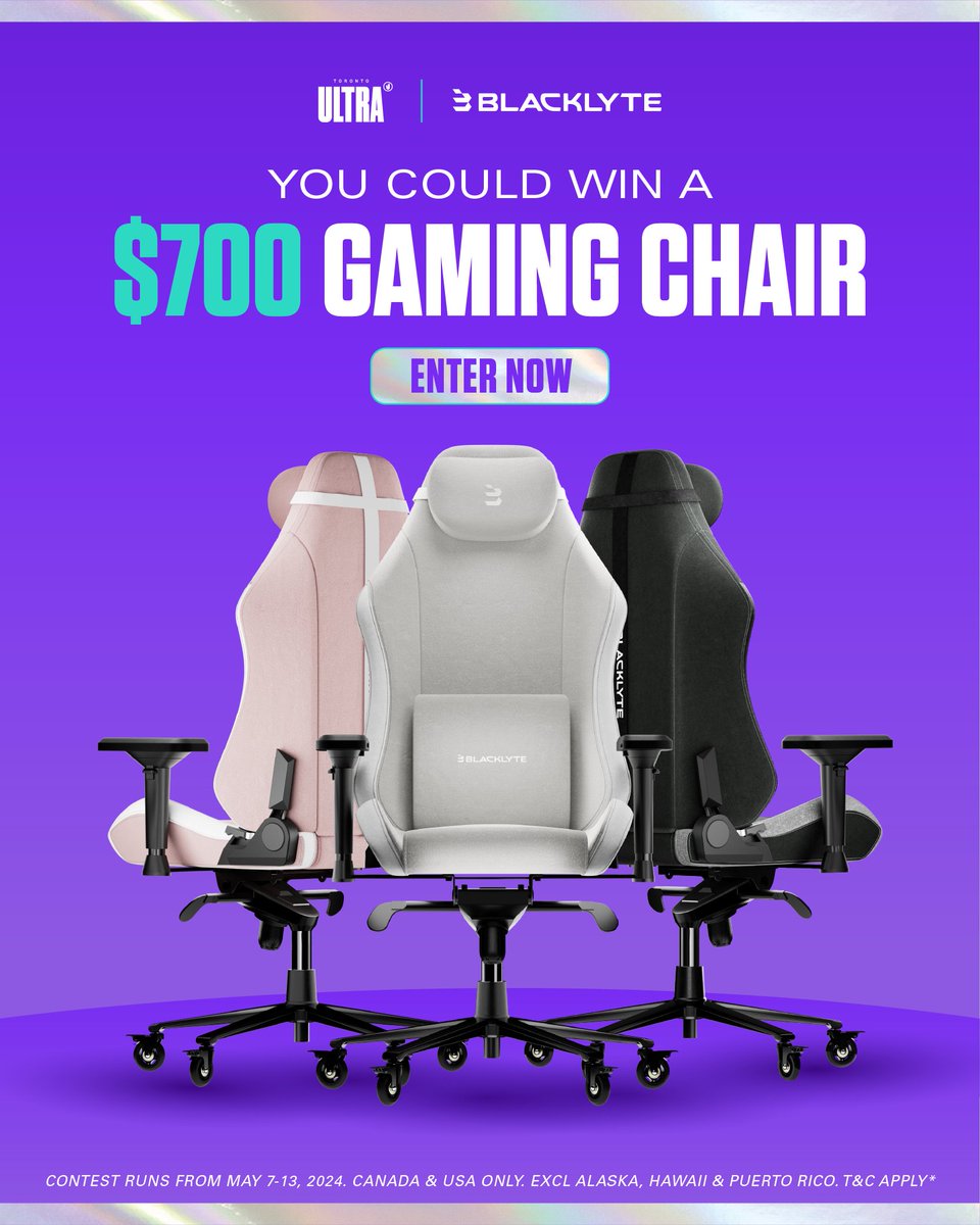 WE CARE ABOUT YOUR BUTTS 🍑

@BlacklyteOffl is giving away an Athena chair to one lucky member of the Ultra Fam!

To enter: 
➡️ Follow @TorontoUltra + @BlacklyteOffl 
♻️ Retweet this post
🫂 Tag 2 Friends

The winner will be selected Tuesday May 14th! Good luck 🍀