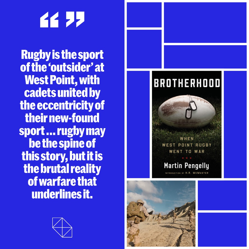 Brotherhood tells the story of the 2002 West Point cadets, the first to graduate in war time since Vietnam, and how they bonded through rugby. ⁠ 📚Written by @MartinPengelly and published by @GodinePub, read our review in issue 25 of Rugby Journal via therugbyjournal.com/subscribe.