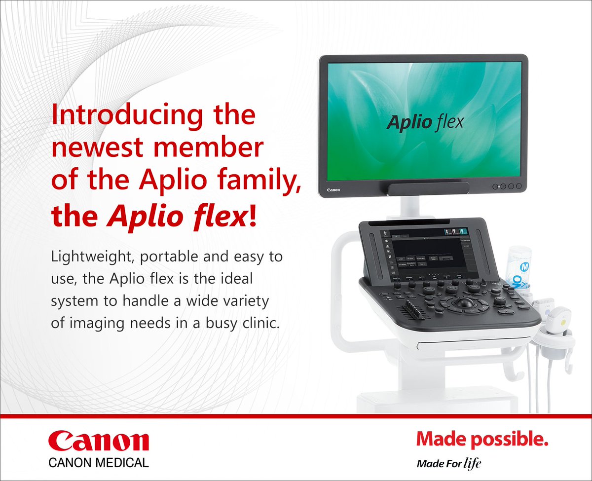 Introducing the newest member of the Aplio family, the Aplio flex! From POC to complete exams, the lightweight, portable and easy to use Aplio flex does it all.
Learn more: bit.ly/4dtv5Gk

#CanonMedical #UltrasoundImaging #Sonographer #Ultrasound #InterventionalRadiology