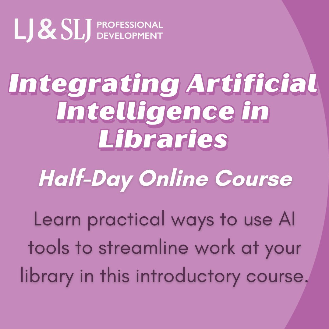 LJ_SLJEvents's tweet image. Learn practical ways to use AI tools in your library with our online course on Thursday, Oct. 17, 2024 from 12:00 to 4:00 pm (recorded for on demand viewing)!
Register today: hubs.la/Q02wmCVM0
#libraryleaders #AIinlibraries