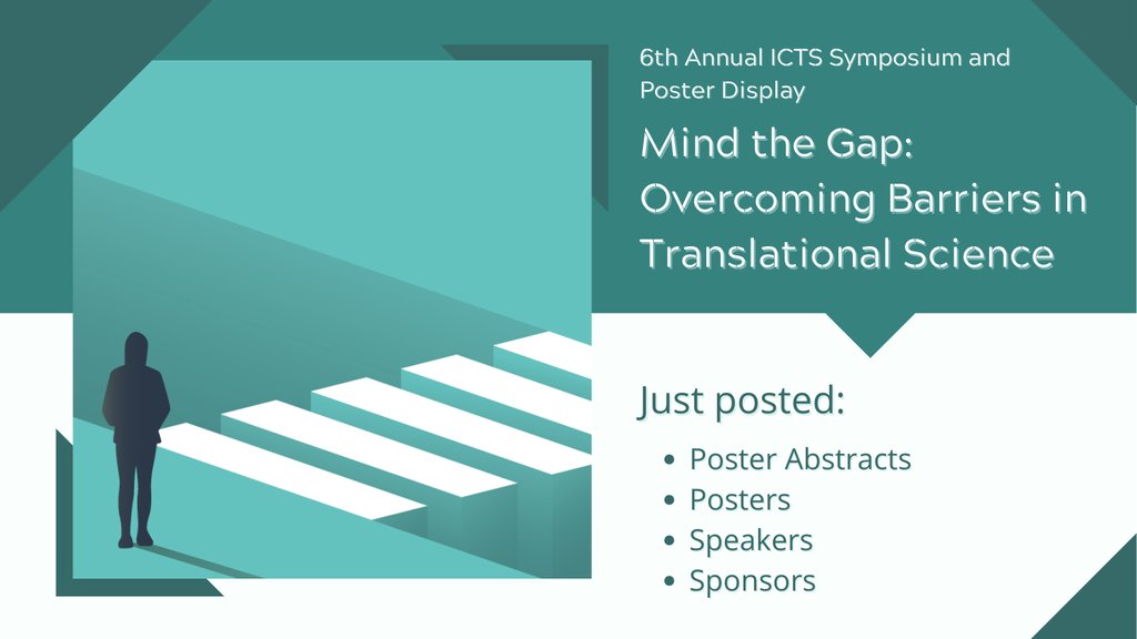 The 6th Annual ICTS Symposium & Poster Display is coming up on May 17th. We are pleased to provide access to all the abstracts of the poster presentations and posters for this year's Symposium, as well as speakers and generous sponsors. @WUSTLmed View> l8r.it/0J03