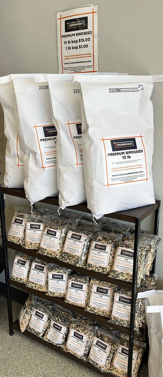 Buy a bag of Crossroads Mission Avenue Premium Birdseed TODAY at Mission Avenue Thrift! Provide for our struggling neighbors while caring for our local wildlife! 🐦‍⬛ crossroadsmission.com/thrift-stores/ #MissionAvenueThrift #CrossroadsMissionAvenue #BirdSeed #ComeShop #GreatDeals