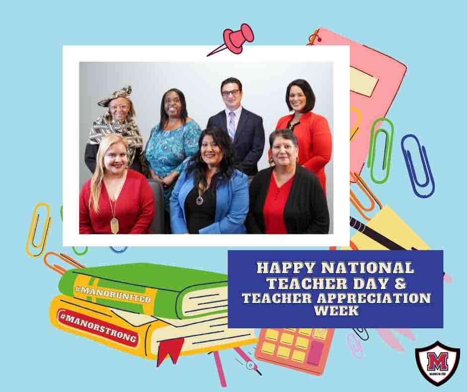 Happy Teacher’s Day!🍎✏️ The celebration continues this Teacher Appreciation Week! The Manor ISD Board of Trustees celebrates and shows gratitude for our incredible teachers! Thank you for all you do!❤️💙 #ThankATeacher #ManorStrong #ManorUnited