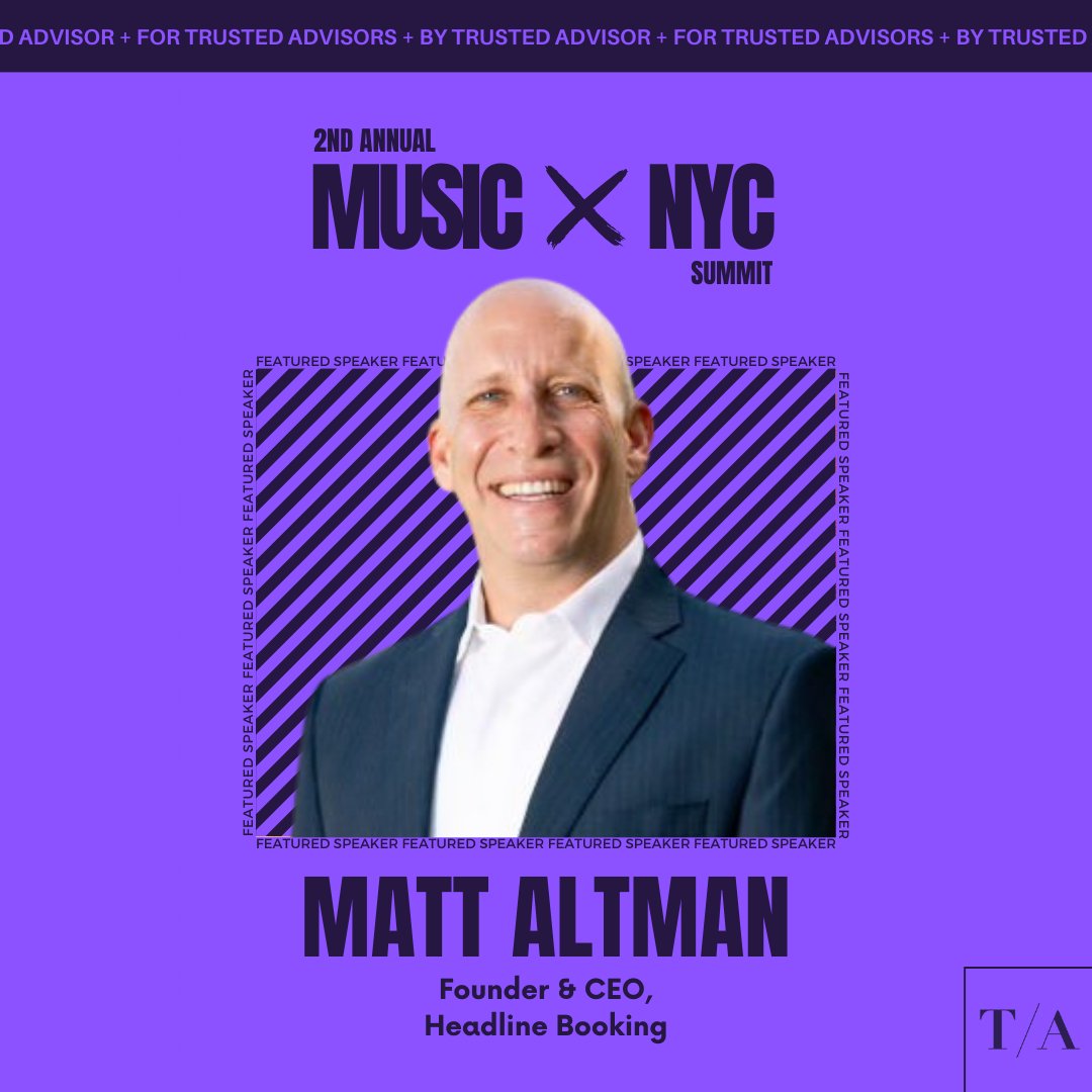 Looking forward to being a featured speaker @trustedadvisor Music X NYC Summit on Thursday and sharing insights about #livemusic and #touring