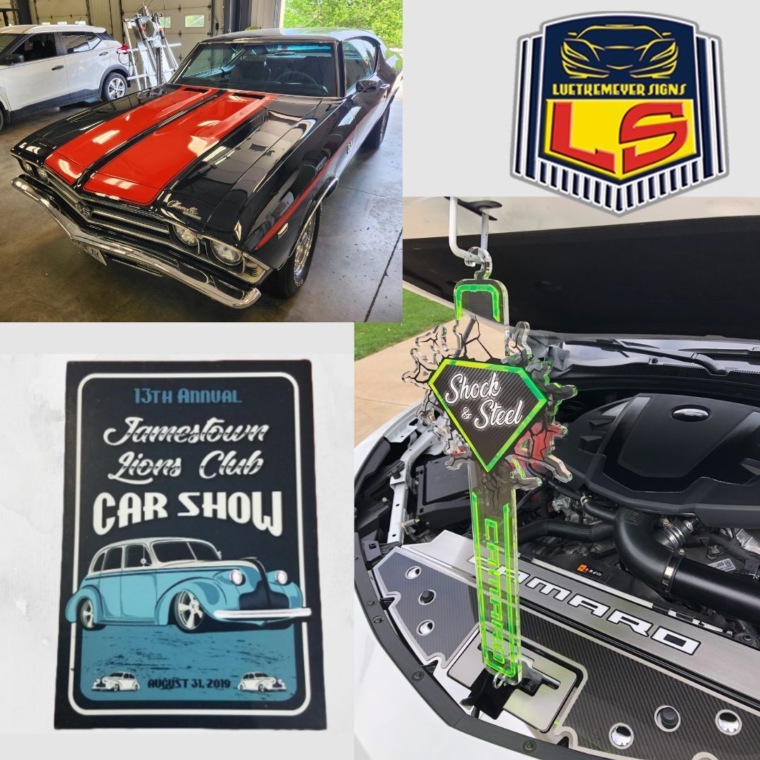 Got a car show coming up? We'd love to help you make it a memorable one!
LuetkemeyerSigns.com

#VehicleGraphics #CarShows #SignShop #CustomAwards #HoodProps