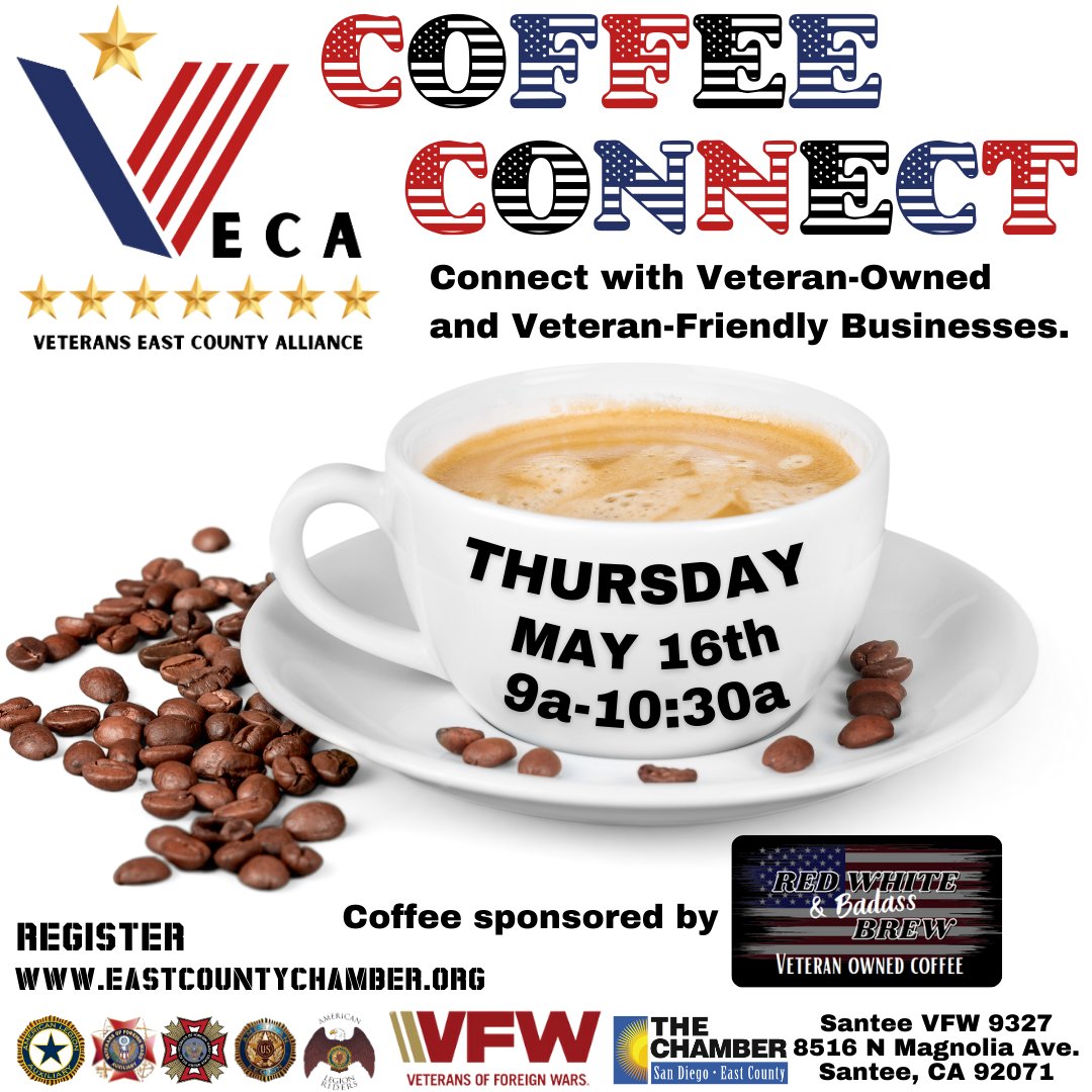 #VECA meets next week for their #CoffeeConnect at the #SanteeVFW - business.eastcountychamber.org/events/details…