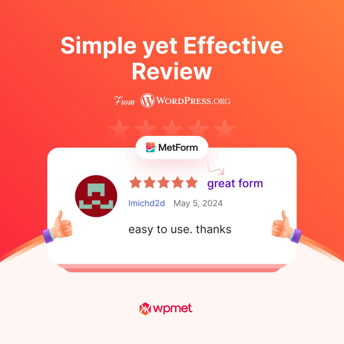 wpmetcom's tweet image. MetForm? 
Great form. 💯

Keep it simple, keep it effective. 

Just like our users and just like MetForm. 😎

Get it now 👉 wpmet.com/plugin/metform/

#WordPress #FormBuilder #MetForm #Wpmet