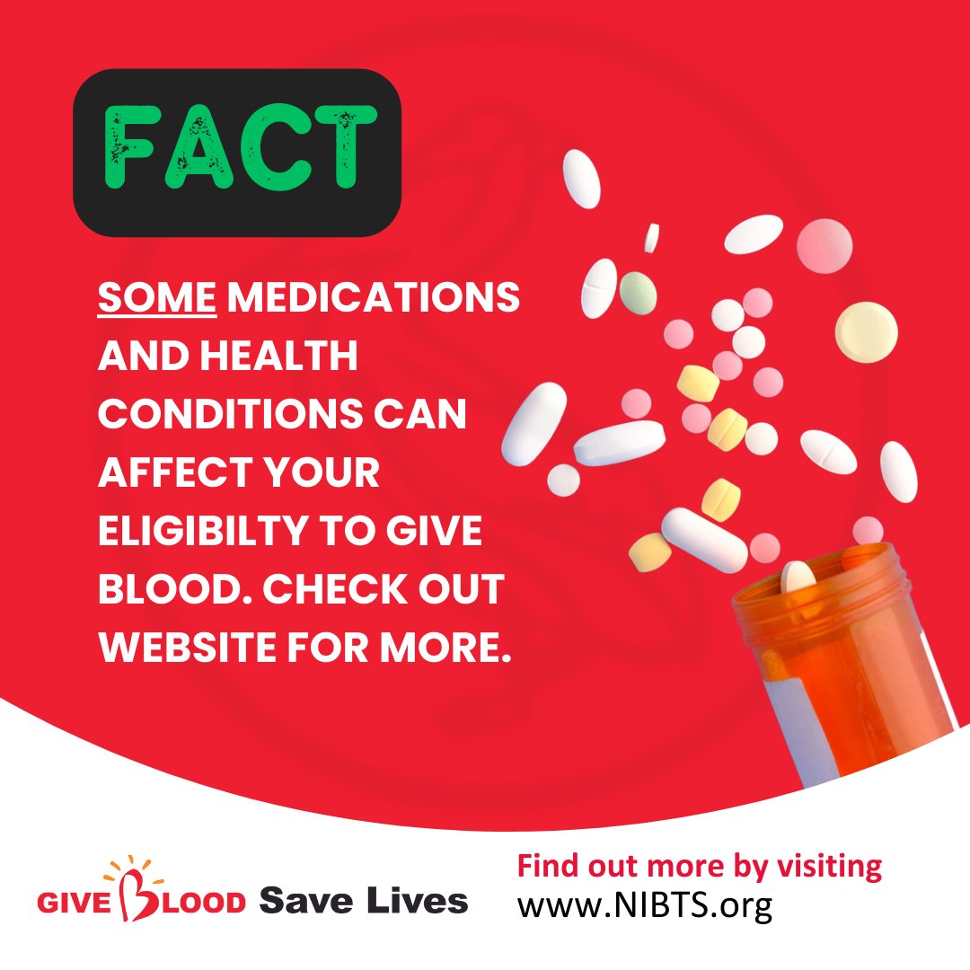Some health conditions and medications can affect your eligibility to give blood. Click here to find out more >> bit.ly/CanIDonateBlood 🩸❤️ If you are unsure, you can speak confidentially to our staff by free phoning 08085 534 653 during business hours. ⏰ #giveblood