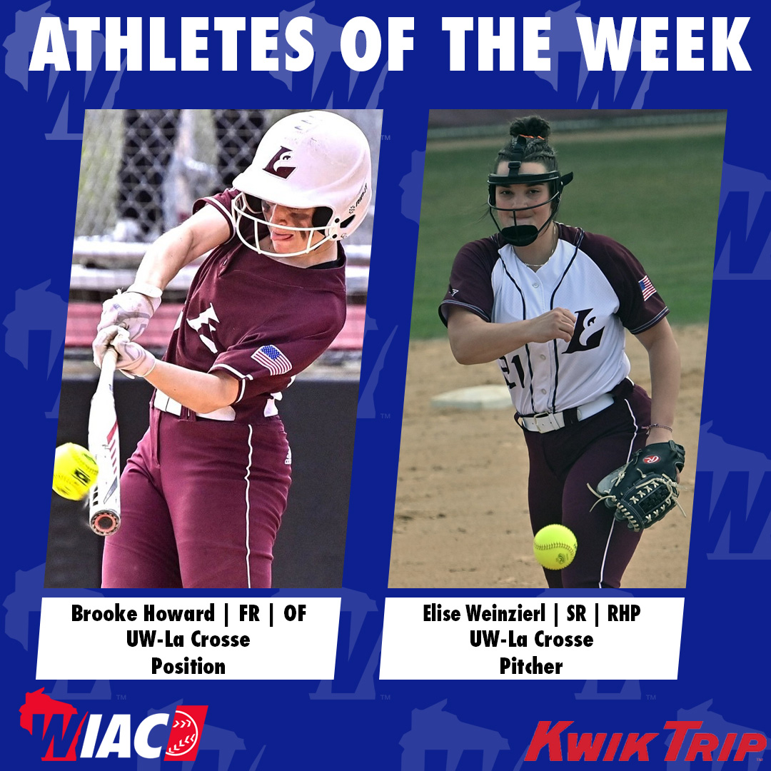 #WIACSB | @UWLAthletics Howard and Weinzierl Selected Kwik Trip Athletes of the Week: bit.ly/4ag2cud #ExcellenceInAction #d3sb