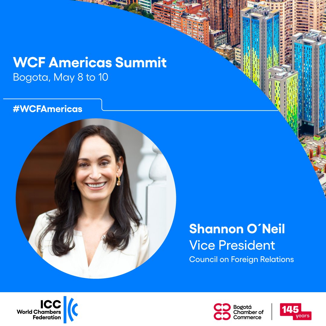 Looking forward to talking geopolitics, global supply chains, and Colombia's opportunity with @McKenzieHertell at the World Chambers Federation's Americas Summit in Bogotá tomorrow. #WCFAmericas @camaracomerbog @iccwbo #Somosllaves