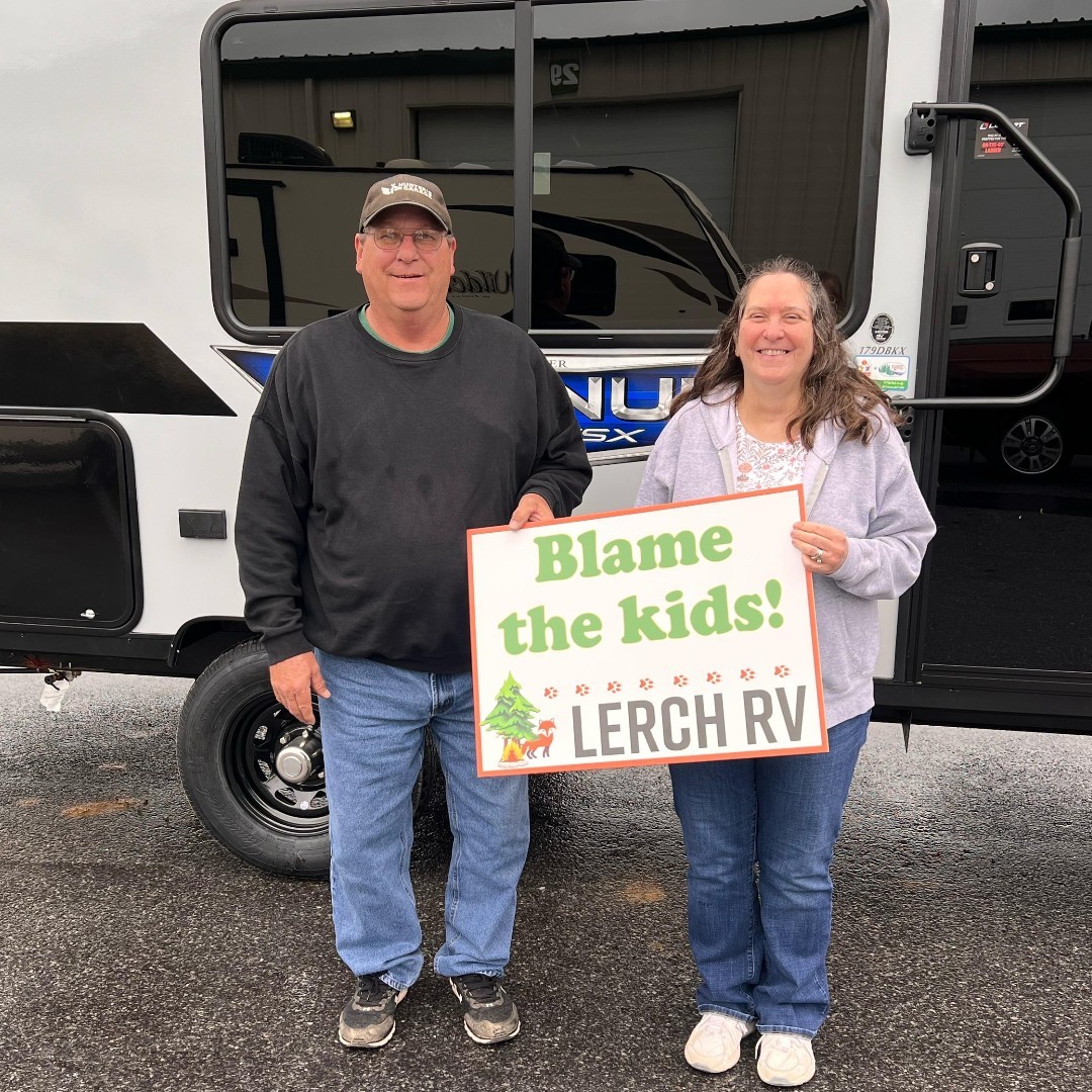 Mary Ann & Brian recently took home their new Salem FSX back to Clearfield, PA. We see they are blaming the kids for their new 179DBKX camper. Thank you for following the Fox to Better RV Savings! #centralPA #happycampers #smiles #blamethekids #goRVing #followthefox