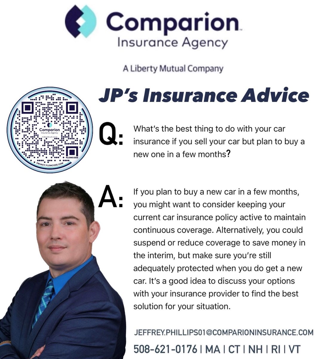 JP's Insurance Advice I am always here for you when you need me 📲 508-621-0176 📧 jeffrey.phillips01@comparioninsurance.com 💻 bit.ly/3xVlPdM #herewhenyouneedme #localagent #comparioninsurance #trust #inyourcorner #hereforyou