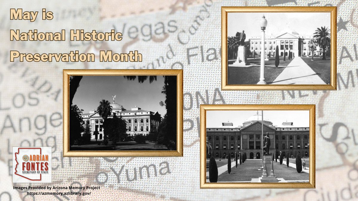 May is National Preservation Month. The Arizona Capitol Building which completed in 1901 was reopened as the Arizona Capitol Museum in 1979. To view the changes to the Capitol building visit the Arizona Memory project at ow.ly/IQ6k50Ry0KJ.