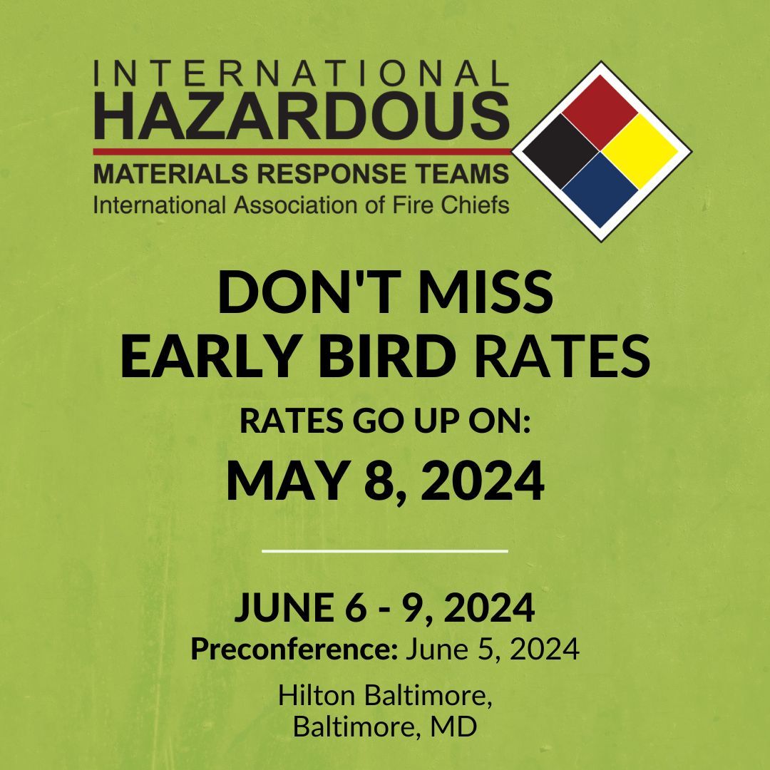 📢 Don't miss out on the opportunity to save big! ⏰ The early bird deadline for #HAZMAT2024 is approaching fast TOMORROW! 🚨 Register today to lock in your savings and be part of this essential event! buff.ly/3xxCX9d