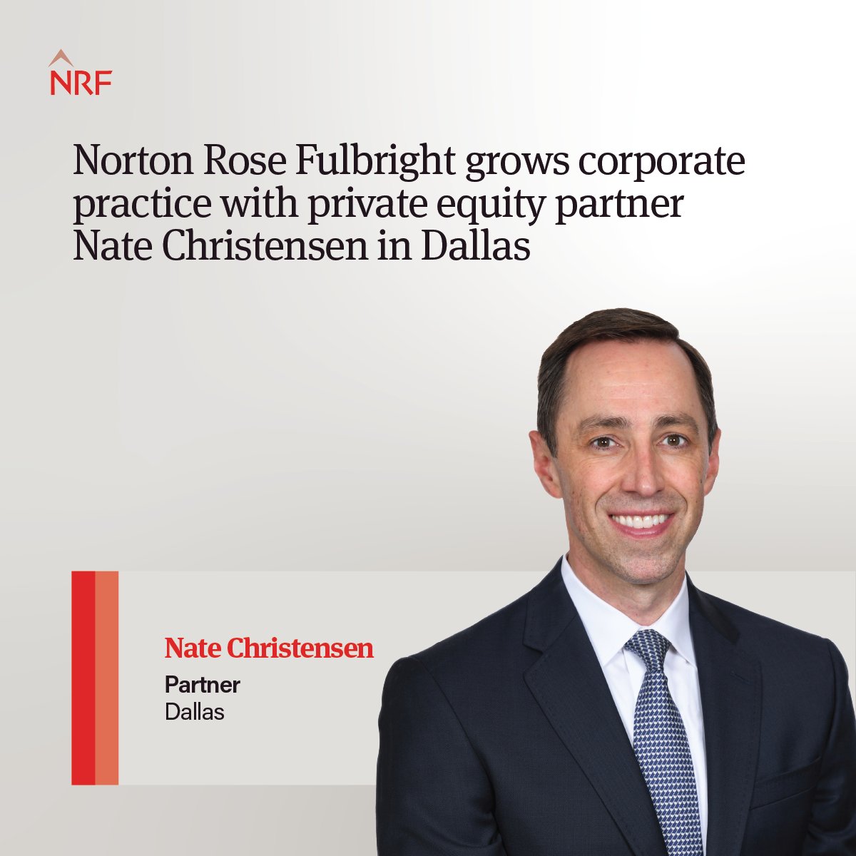 We’re excited to announce that private equity lawyer Nate Christensen has joined our firm’s corporate, M&A and securities practice as a partner in the Dallas office. ow.ly/Hluj50Ry0G1