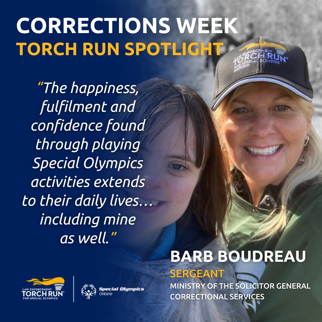 After nearly two decades, Sergeant Barb Boudreau continues supporting Special Olympics because it means 'being part of something bigger than myself while promoting acceptance and inclusion in the communities.' Read more about Sgt. Barb Boudreau: www1.torchrunontario.com/blog/barb-boud…