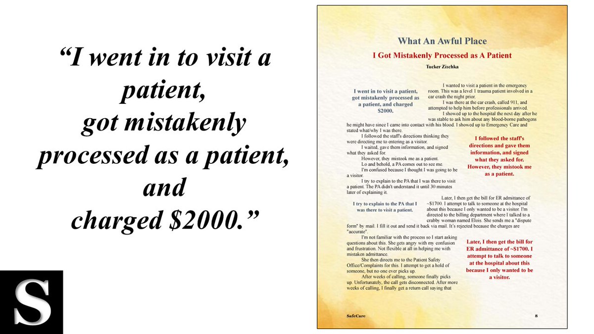 2/6 #Patients stories “I got mistakenly processed as a #patient” and got billed too
safecaremagazine.com/store/p105/Cav…