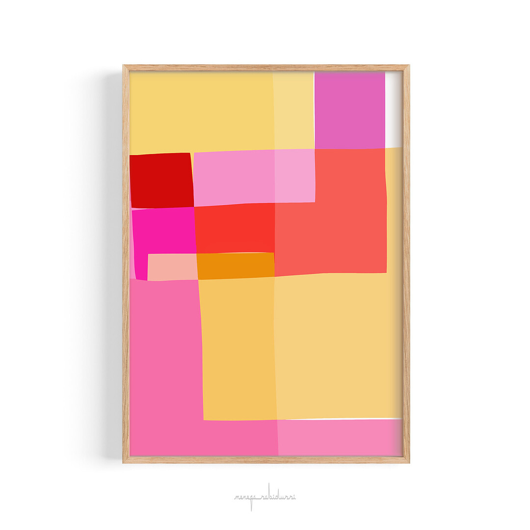 Mosaic Brights | Pink, Magenta, Red, Yellow | #Abstract by Menega Sabidussi #colorblock #shapes #organic #modernart #colorful #wallart #homedecor society6.com/product/mosaic…