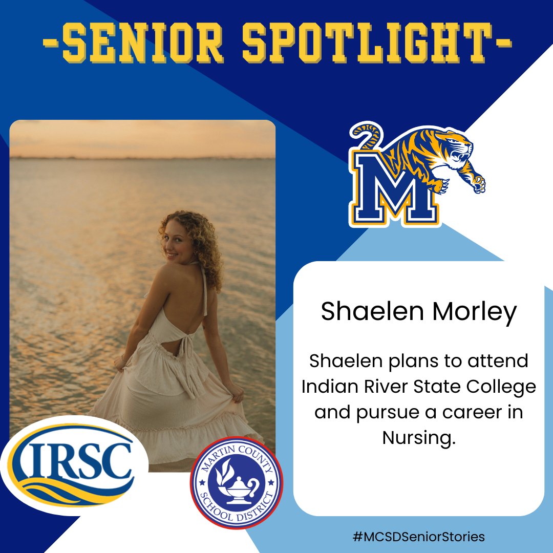 🎓#MCSDSENIORSTORIES🎓 This morning, we are shining a spotlight on @MartinCountyHi1 senior Shaelen Morley! Shaelen plans to attend @IRSCTheRiver and pursue a career as a nurse. Congratulations, Shaelen!🎉🎉 #ALLINMartin👊 #PublicSchoolPROUD #Classof2024