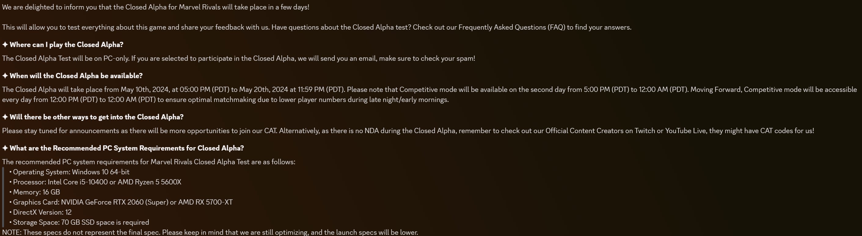 Blitzwinger on X: “Update on Marvel Rivals Closed Alpha Test set 