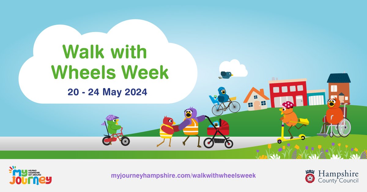#WalkwithWheelsWeek for Hampshire nurseries, preschools, playgroups & childminders 20-24 May 2024. The challenge: to get families to travel actively throughout the week. Settings register at: bit.ly/3ZKeeI1 by Thurs 16 May! Great prizes to be won! 🎁